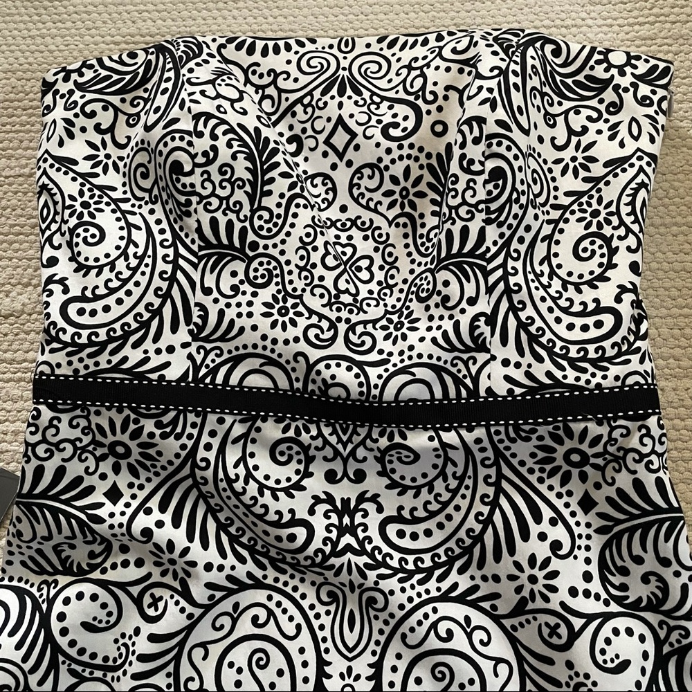 Ann Taylor A-Line Tube Dress White/Black Print - Picture 2 of 7